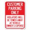 Signmission Customer Parking Violators Towed Away Vehicle Owners Expense Alum Sign, 24" L, 18" H, A-1824-24202 A-1824-24202 - alternate 1